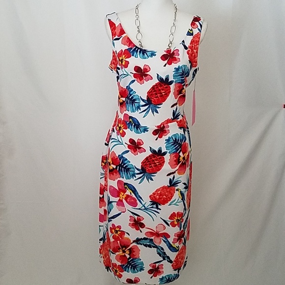 Betsey Johnson Tropical Pineapple Scuba Dress 12 NWT - Picture 1 of 8